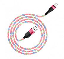 шнур usb - ios lighting hoco u85 красный 1 м (2,4 а), силикон  фото