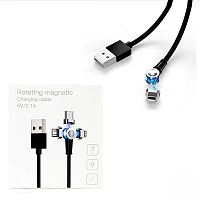 шнур usb - micro usb 180 1м черный (магнитный 180°) сменный разъем на магните, кабель  фото