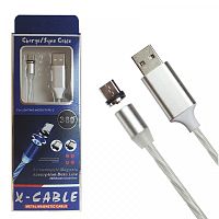 шнур usb 360 led micro-usb 1м красный сменный разъём на магните 360 градусов светящийся бегущие огни  фото